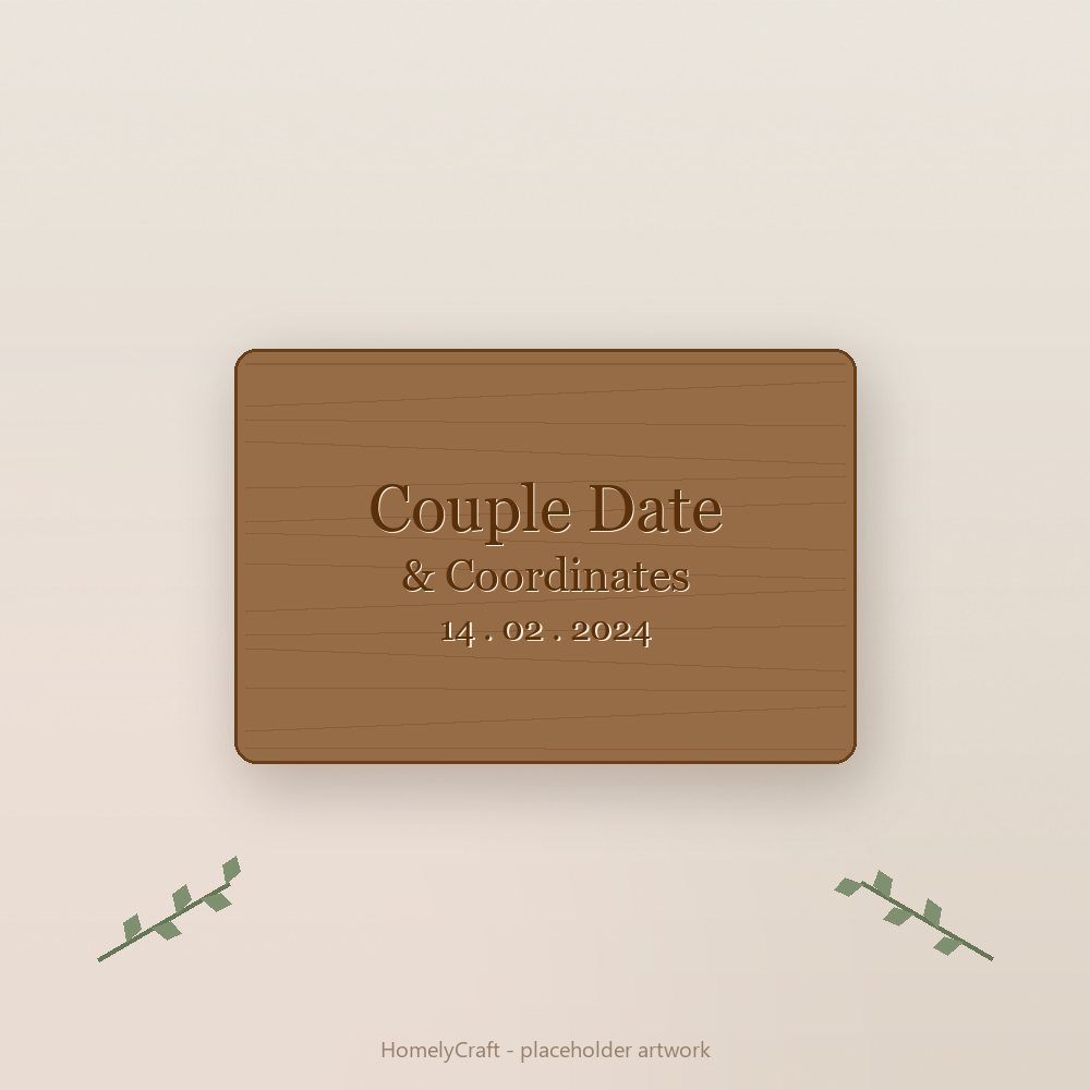 Couple Date & Coordinates Plaque - handmade personalized gift by HomelyCraft