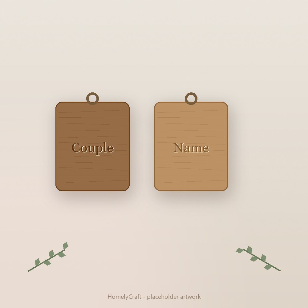 Couple Name Keychain Set - handmade personalized gift by HomelyCraft
